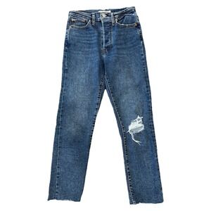 Levi's Wedgie Straight Jeans Women's 27 Distressed Raw Hem‎ Vintage Look Retro